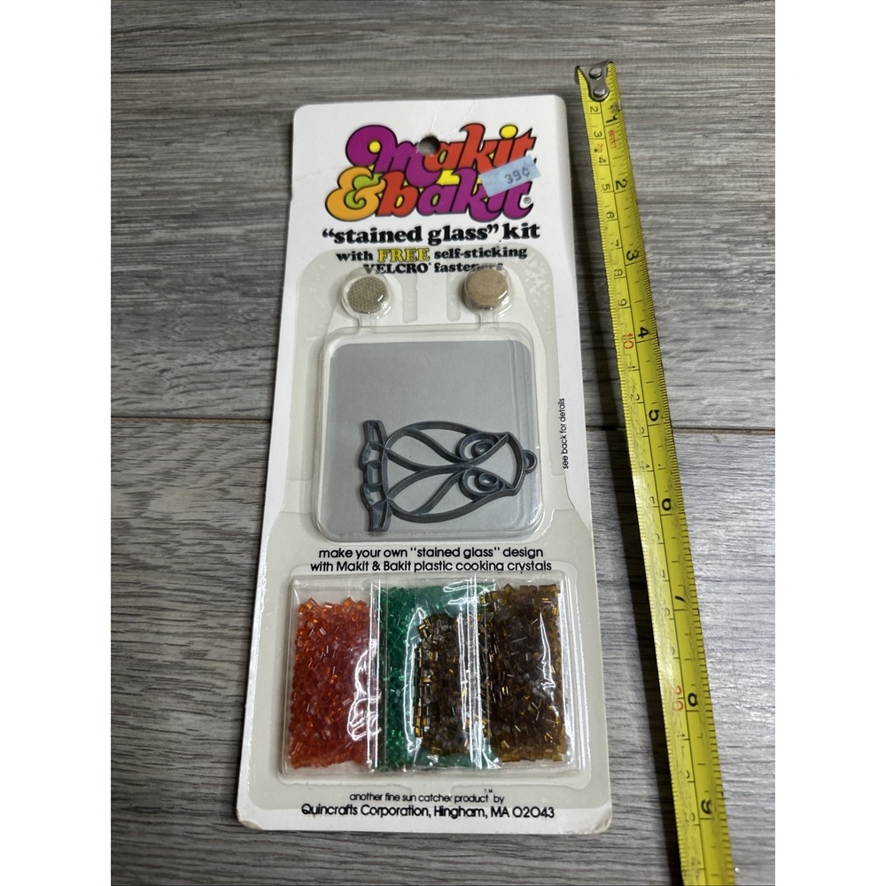 Vintage Makit Bakit Frame Up Owl Pop art 1970s  Suncatcher "Stained Glass" Craft